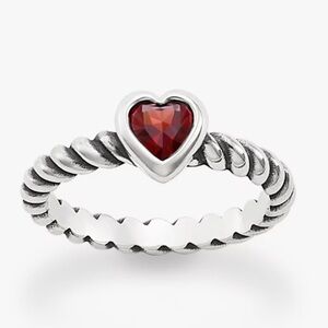 Garnet gemstone heart twisted wire ring